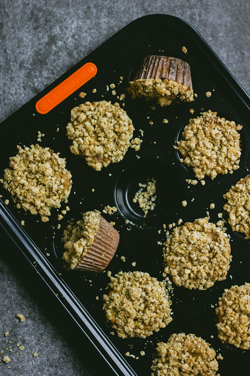 Rhabarber-Muffins mit Zimtstreuseln (vegan) - feines gemüse