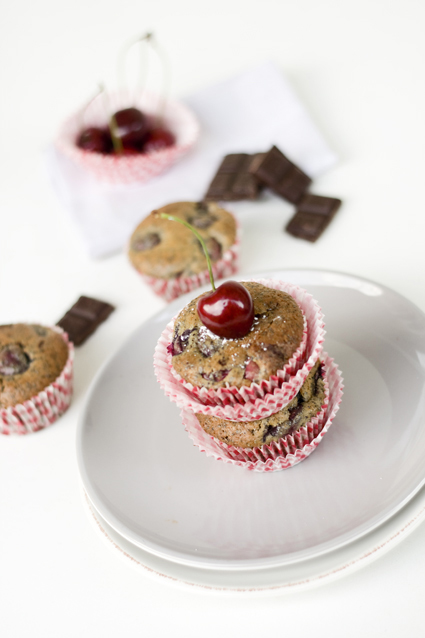 Dark Chocolate Cherry Poppy Muffins